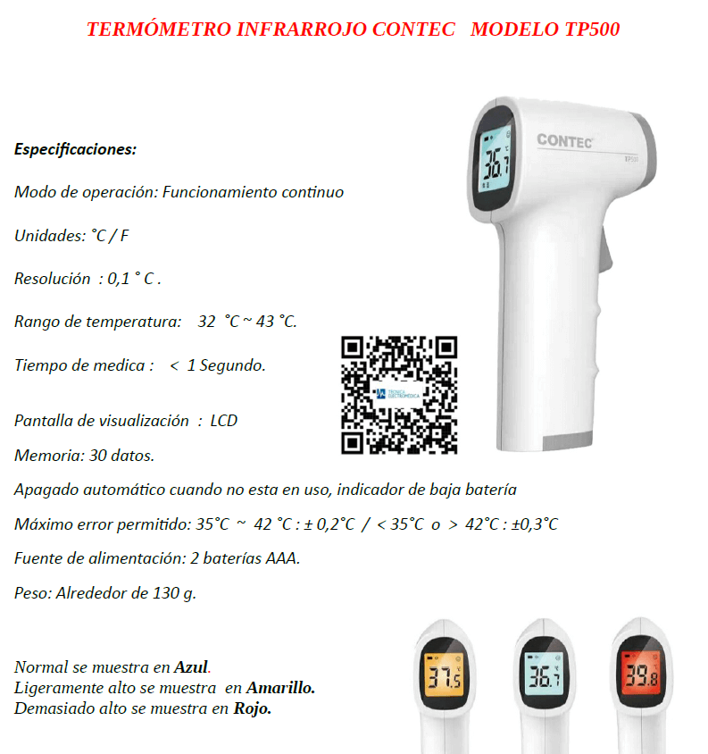 Termómetro Infrarrojo TP500 - Técnica Electromédica S.A.